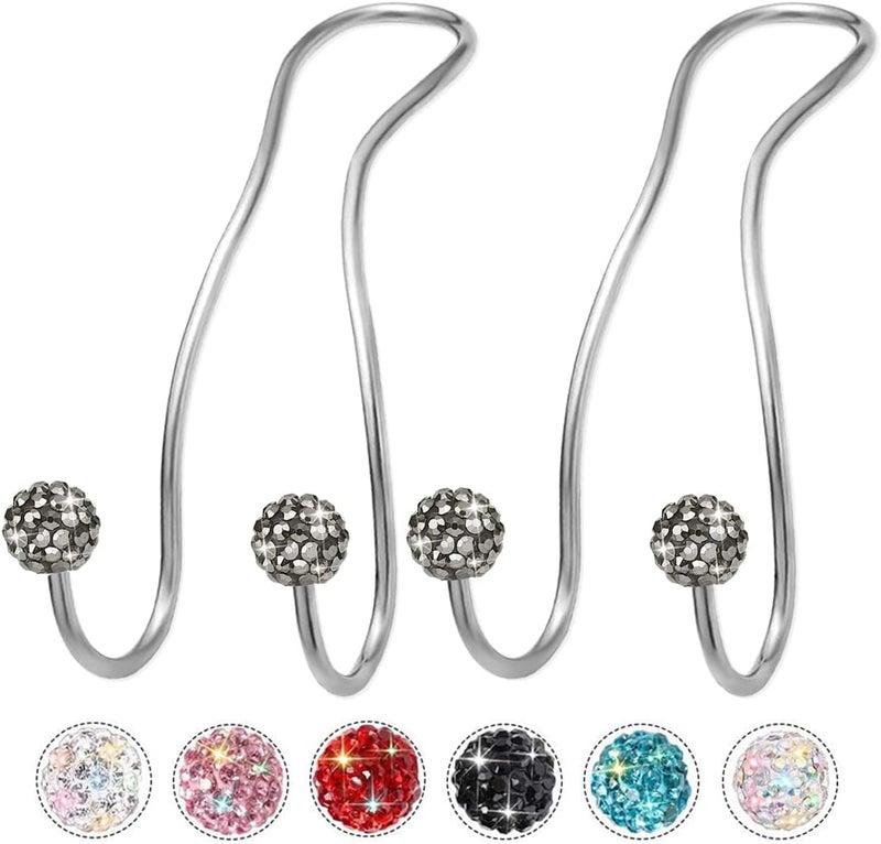 MTGOCHA Bling Purse Hook for Car Headrest, Upgraded Cute Car Seat Hooks for Bag Handbag, Durable Stainless Auto Purse Hanger Holder 2 Pack, Grey - Image 1